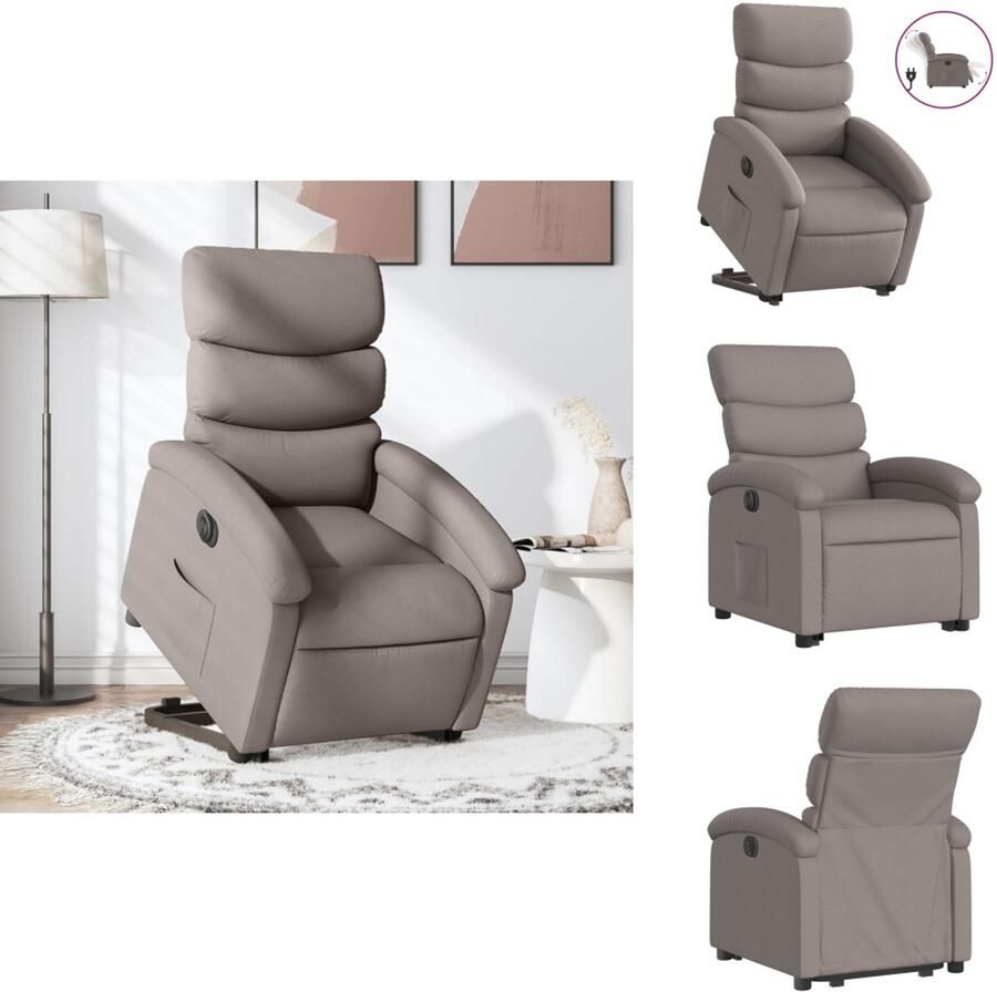 VidaXL Elektrische Sta-opstoel Elektrische Sta-opstoelen Sta-opstoel Staopstoel Sta-op-stoel elektrisch verstelbaar stof taupe