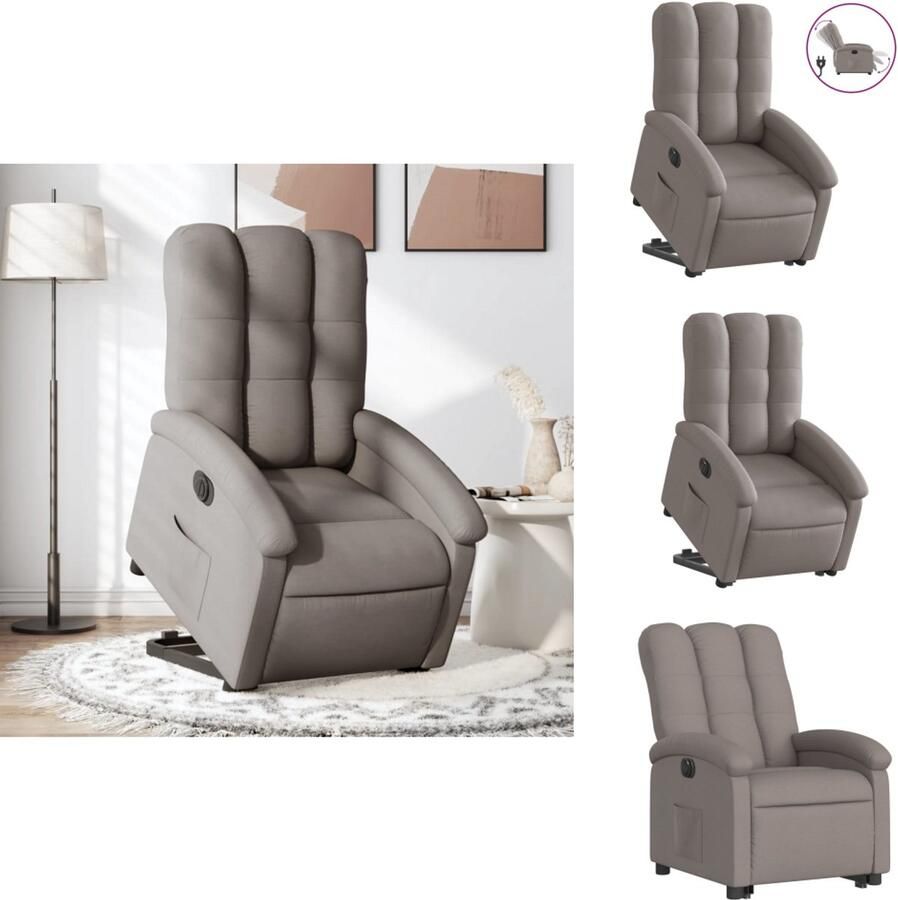 VidaXL Elektrische Sta-opstoel Elektrische Sta-opstoelen Sta-opstoel Staopstoel Sta-op-stoel elektrisch verstelbaar stof taupe