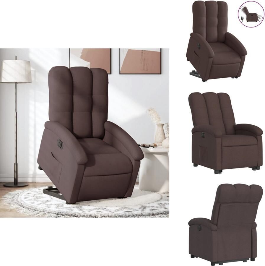 VidaXL Elektrische Sta-opstoel Elektrische Sta-opstoelen Sta-opstoel Staopstoel Sta-op-stoel elektrisch stof donkerbruin