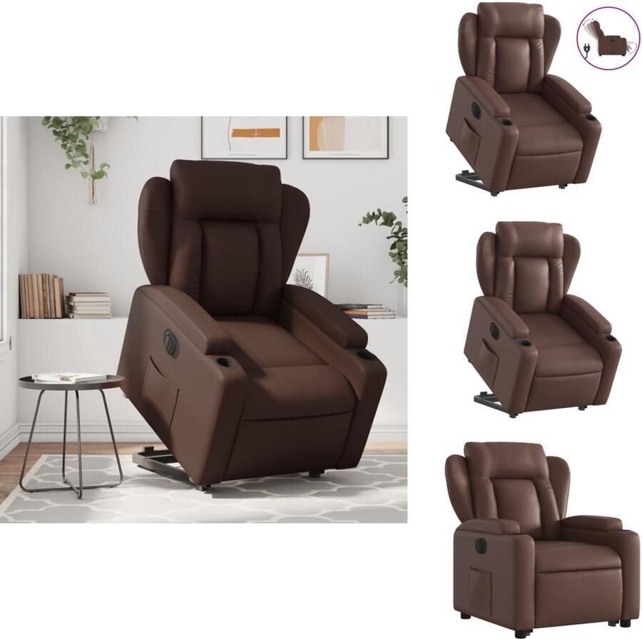 VidaXL Elektrische Sta-opstoel Elektrische Sta-opstoelen Sta-opstoel Staopstoel Sta-op-stoel elektrisch kunstleer bruin