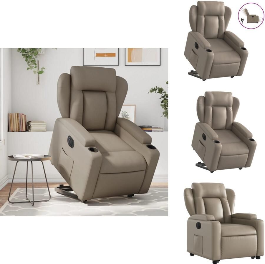 VidaXL Elektrische Sta-opstoel Elektrische Sta-opstoelen Sta-opstoel Staopstoel Sta-op-stoel elektrisch kunstleer cappuccinokleurig