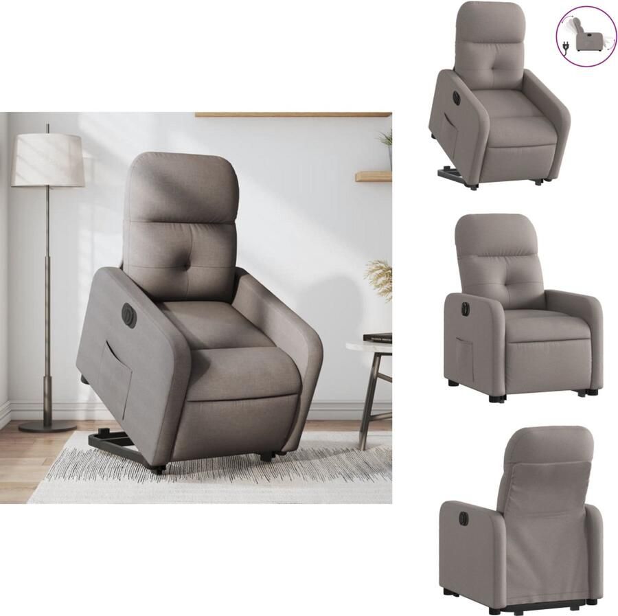 VidaXL Elektrische Sta-opstoel Elektrische Sta-opstoelen Sta-opstoel Staopstoel Sta-op-stoel elektrisch verstelbaar stof taupe