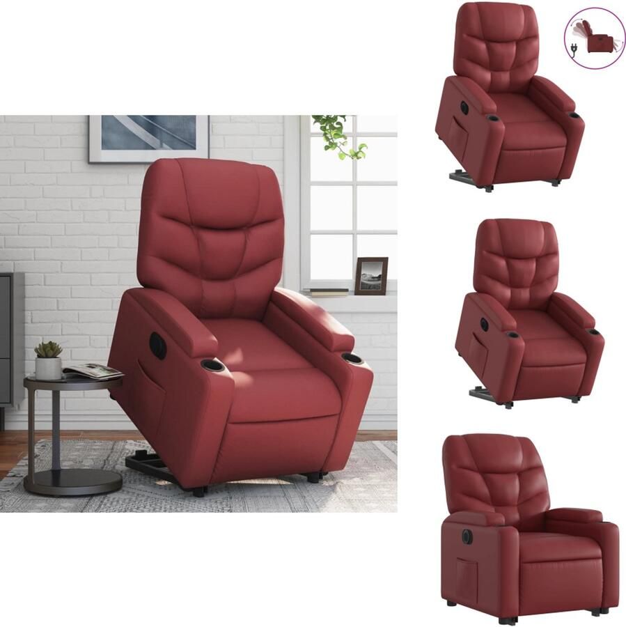 VidaXL Elektrische Sta-opstoel Elektrische Sta-opstoelen Sta-opstoel Staopstoel Sta-op-stoel elektrisch kunstleer wijnrood