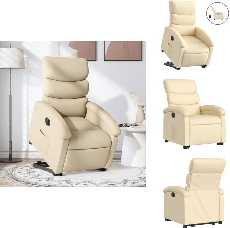 VidaXL Elektrische Sta-opstoel Elektrische Sta-opstoelen Sta-opstoel Staopstoel Sta-op-stoel elektrisch verstelbaar stof crèmekleurig