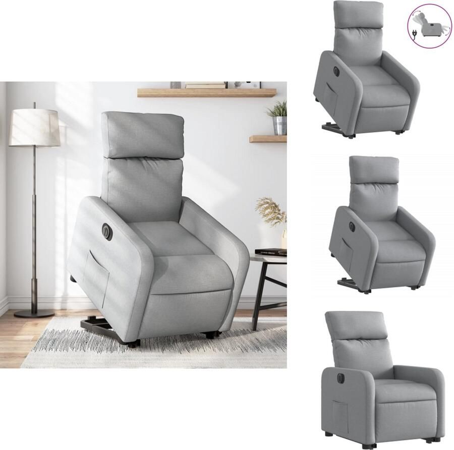 VidaXL Elektrische Sta-opstoel Elektrische Sta-opstoelen Sta-opstoel Staopstoel Sta-op-stoel elektrisch verstelbaar stof lichtgrijs