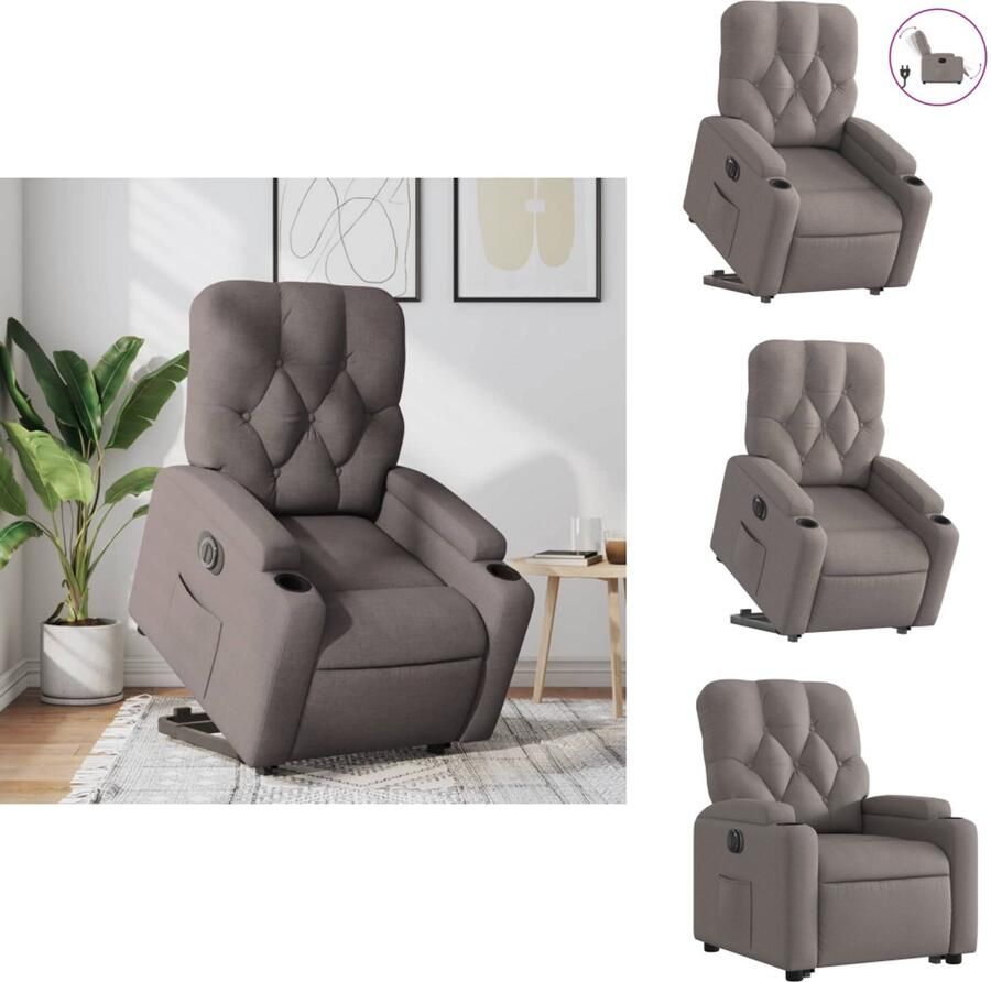 VidaXL Elektrische Sta-opstoel Elektrische Sta-opstoelen Sta-opstoel Staopstoel Sta-op-stoel elektrisch verstelbaar stof taupe