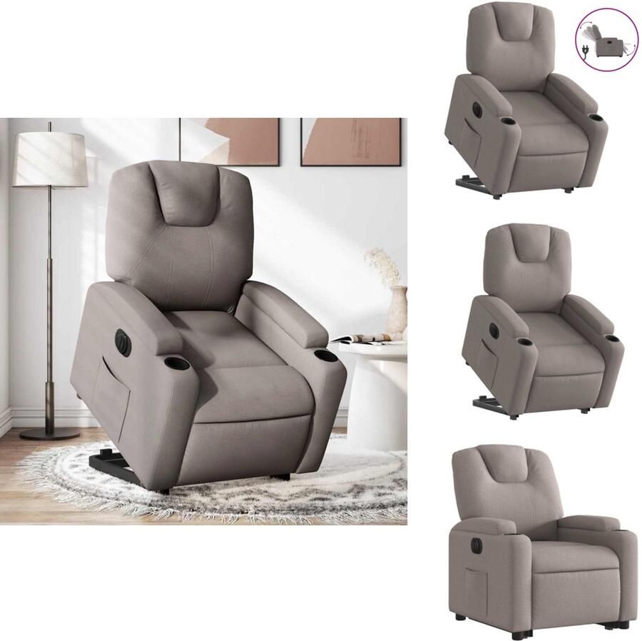 VidaXL Elektrische Sta-opstoel Elektrische Sta-opstoelen Sta-opstoel Staopstoel Sta-op-stoel elektrisch verstelbaar stof taupe