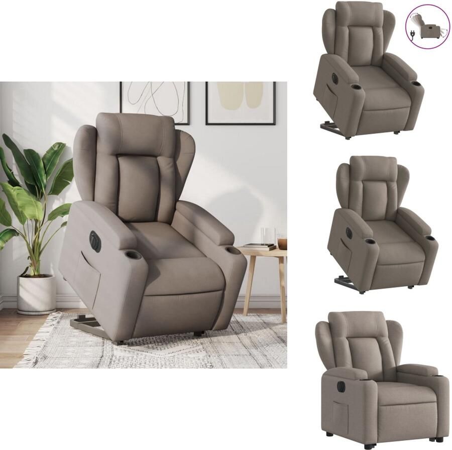 VidaXL Elektrische Sta-opstoel Elektrische Sta-opstoelen Sta-opstoel Staopstoel Sta-op-stoel elektrisch verstelbaar stof taupe