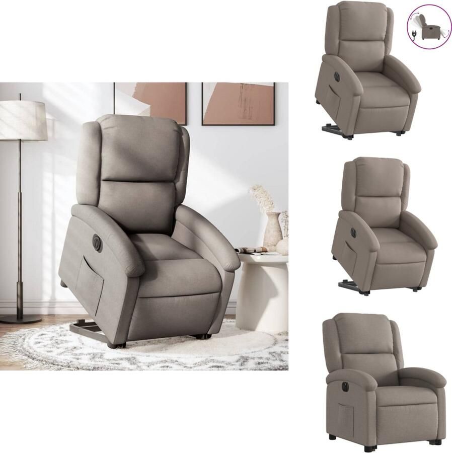 VidaXL Elektrische Sta-opstoel Elektrische Sta-opstoelen Sta-opstoel Staopstoel Sta-op-stoel elektrisch verstelbaar stof taupe