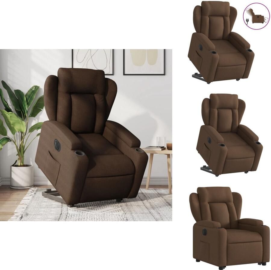 VidaXL Elektrische Sta-opstoel Elektrische Sta-opstoelen Sta-opstoel Staopstoel Sta-op-stoel elektrisch verstelbaar stof bruin