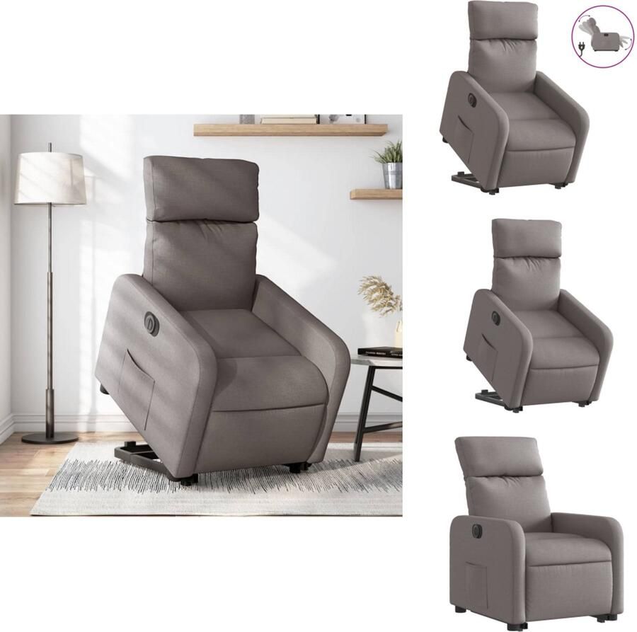 VidaXL Elektrische Sta-opstoel Elektrische Sta-opstoelen Sta-opstoel Staopstoel Sta-op-stoel elektrisch verstelbaar stof taupe