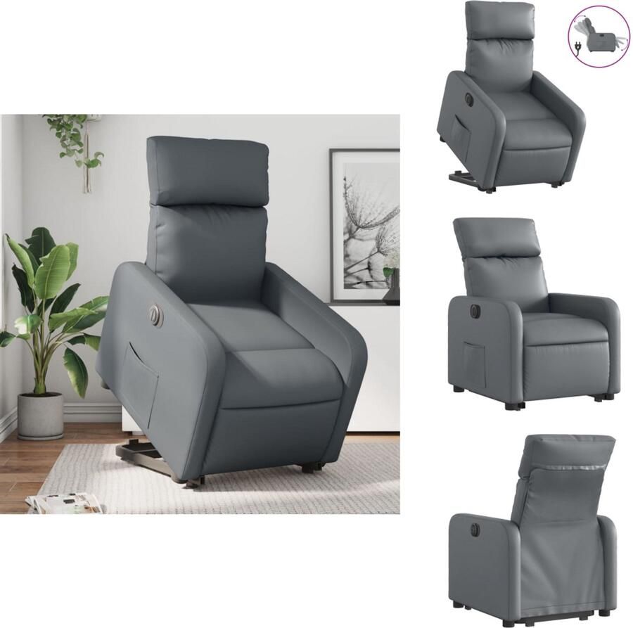 VidaXL Elektrische Sta-opstoel Elektrische Sta-opstoelen Sta-opstoel Staopstoel Sta-op-stoel elektrisch kunstleer grijs