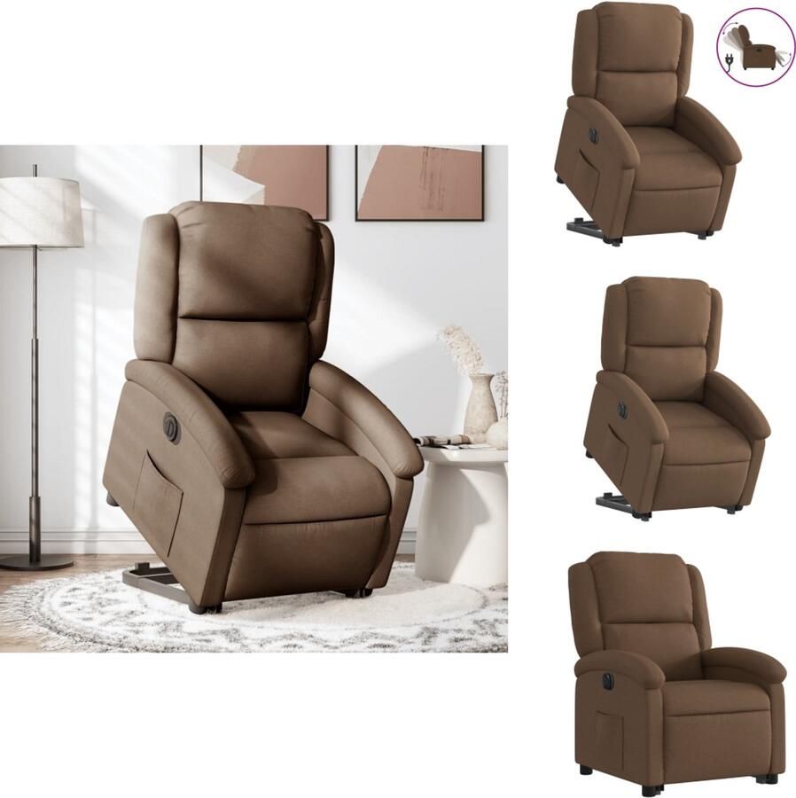 VidaXL Elektrische Sta-opstoel Elektrische Sta-opstoelen Sta-opstoel Staopstoel Sta-op-stoel elektrisch verstelbaar stof bruin