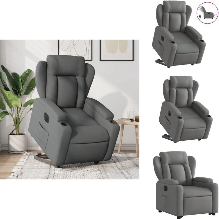 VidaXL Elektrische Sta-opstoel Elektrische Sta-opstoelen Sta-opstoel Staopstoel Sta-op-stoel elektrisch verstelbaar stof donkergrijs