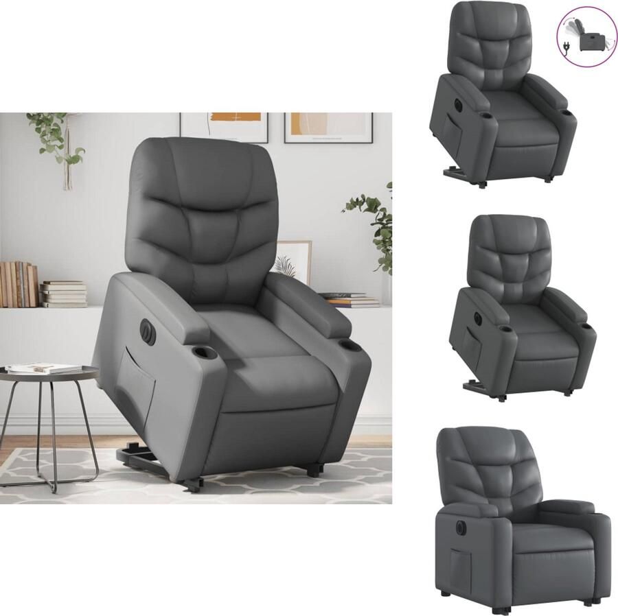 VidaXL Elektrische Sta-opstoel Elektrische Sta-opstoelen Sta-opstoel Staopstoel Sta-op-stoel elektrisch kunstleer grijs