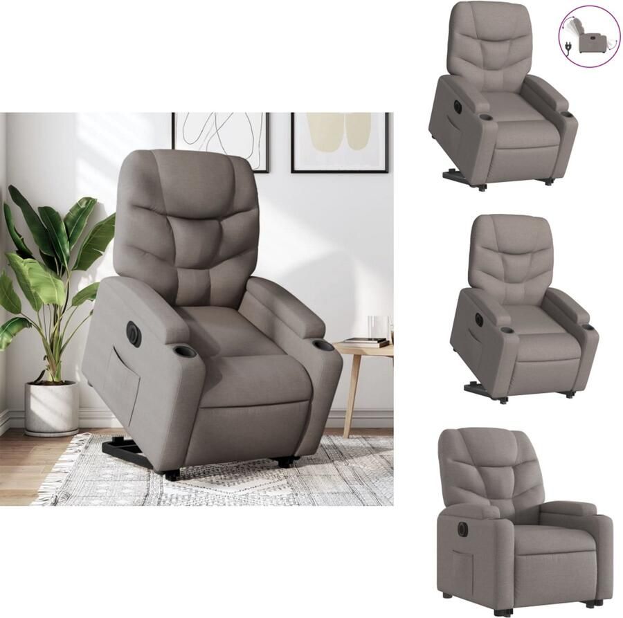 VidaXL Elektrische Sta-opstoel Elektrische Sta-opstoelen Sta-opstoel Staopstoel Sta-op-stoel elektrisch verstelbaar stof taupe