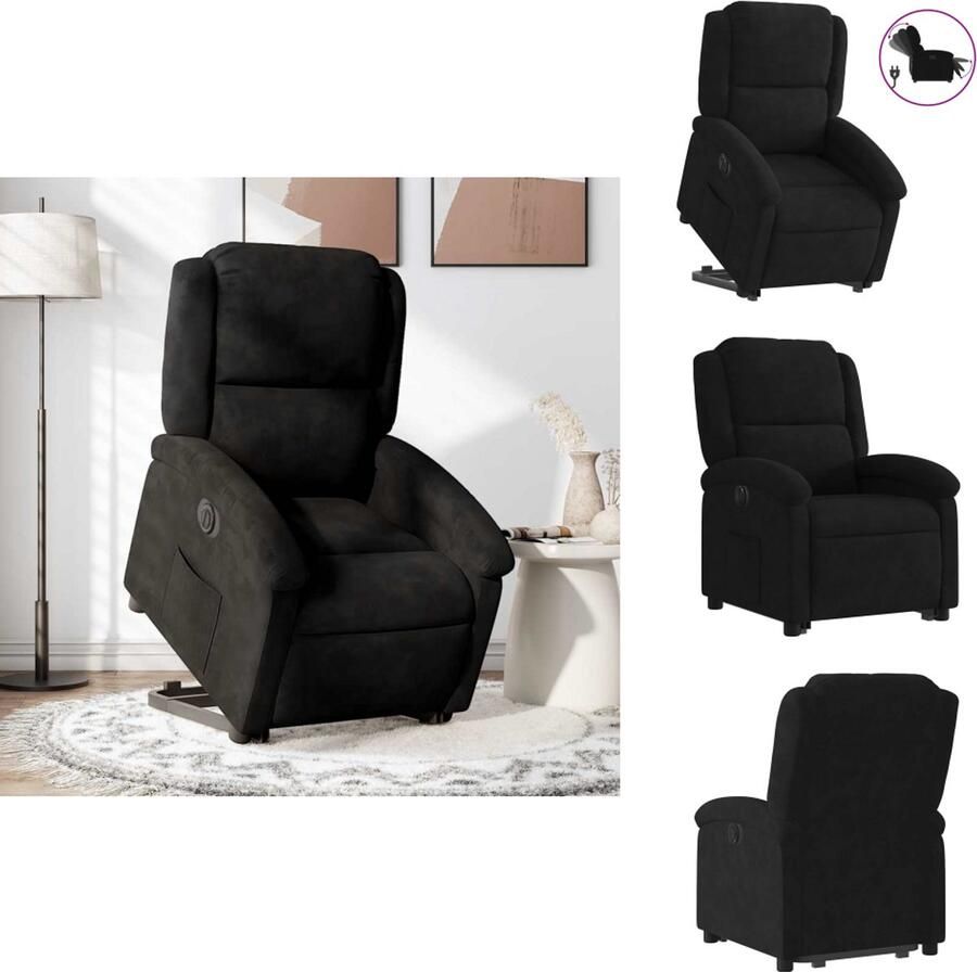 VidaXL Elektrische Sta-opstoel Elektrische Sta-opstoelen Sta-opstoel Staopstoel Sta-op-stoel elektrisch verstelbaar fluweel zwart