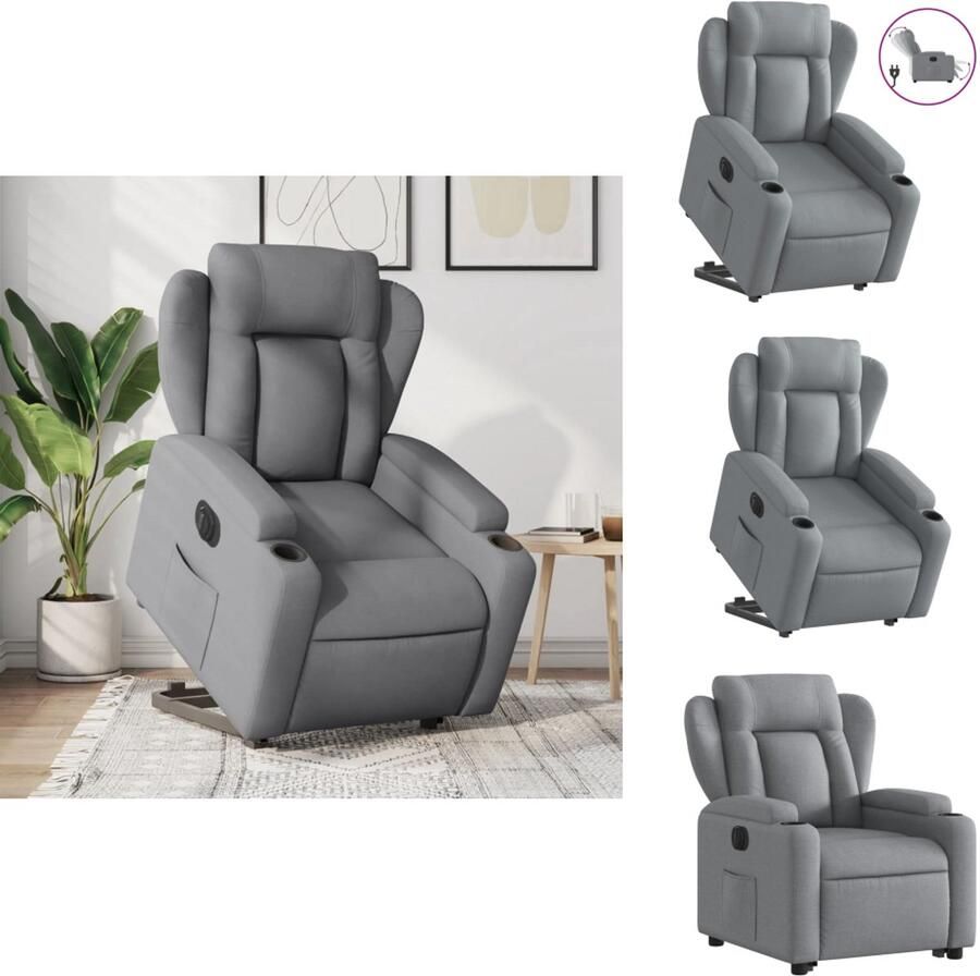 VidaXL Elektrische Sta-opstoel Elektrische Sta-opstoelen Sta-opstoel Staopstoel Sta-op-stoel elektrisch verstelbaar stof lichtgrijs