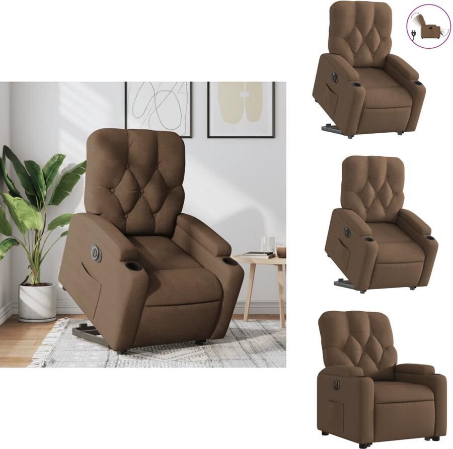 VidaXL Elektrische Sta-opstoel Elektrische Sta-opstoelen Sta-opstoel Staopstoel Sta-op-stoel elektrisch verstelbaar stof bruin