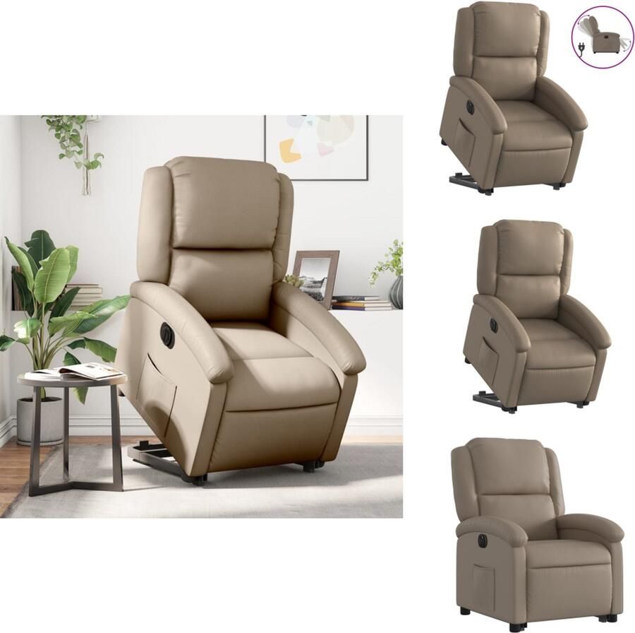 VidaXL Elektrische Sta-opstoel Elektrische Sta-opstoelen Sta-opstoel Staopstoel Sta-op-stoel elektrisch kunstleer cappuccinokleurig