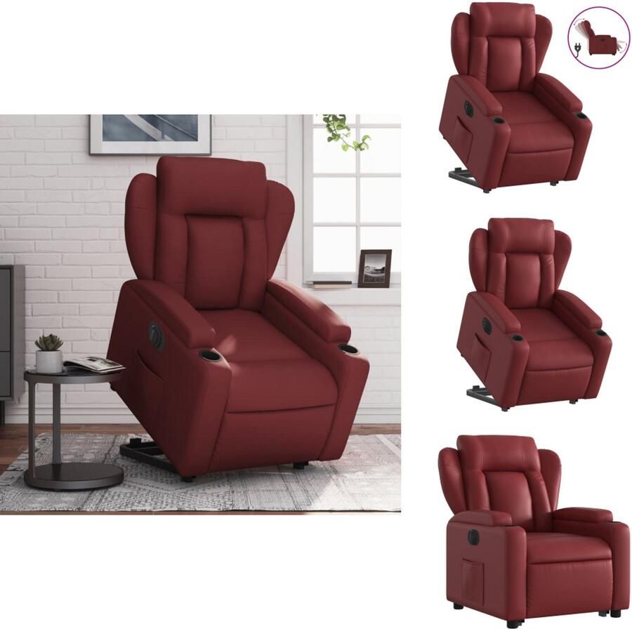 VidaXL Elektrische Sta-opstoel Elektrische Sta-opstoelen Sta-opstoel Staopstoel Sta-op-stoel elektrisch kunstleer wijnrood