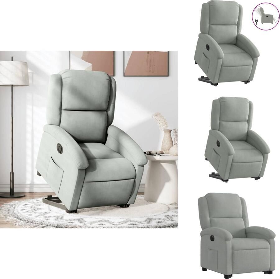 VidaXL Elektrische Sta-opstoel Elektrische Sta-opstoelen Sta-opstoel Staopstoel Sta-opstoel elektrisch verstelbaar fluweel lichtgrijs