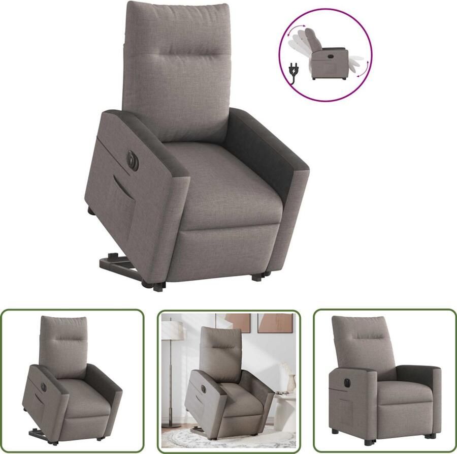 VidaXL Elektrische Stoel Sta Op Stoel Sta-op-stoel elektrisch verstelbaar stof taupe Ergonomische Stoel Lounge Stoel Fauteuils