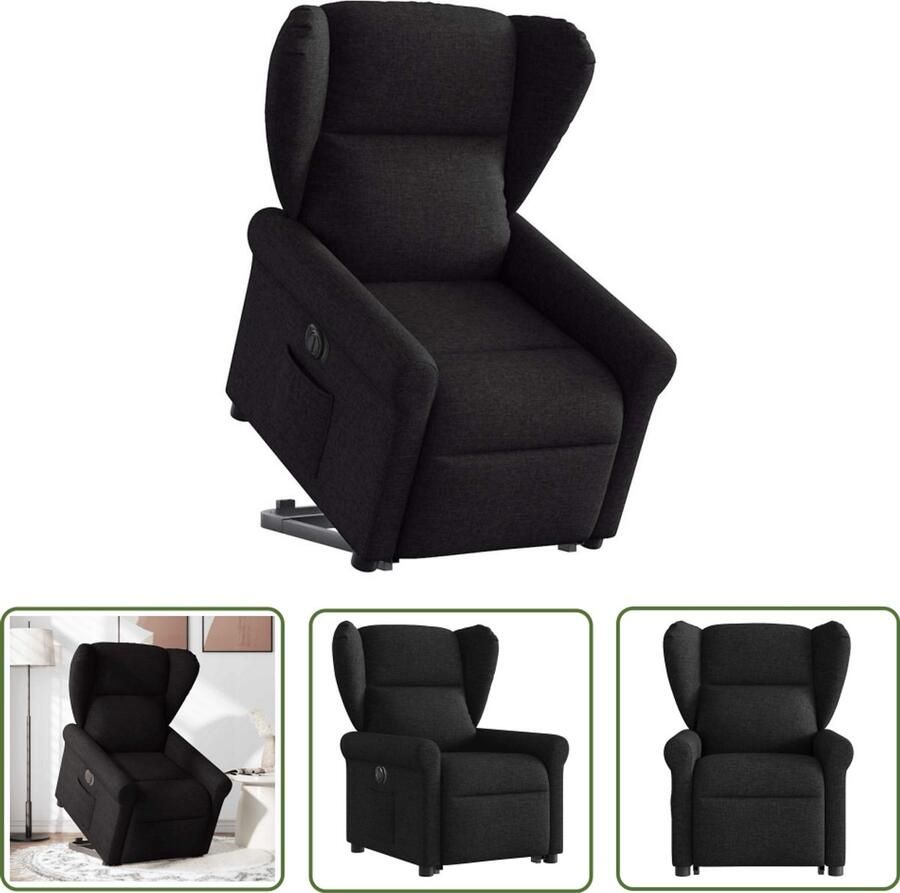 VidaXL Elektrische Stoel Sta Op Stoel Sta-op-stoel elektrisch verstelbaar stof zwart Fauteuil Ergonomische Stoel Luxe Stoel