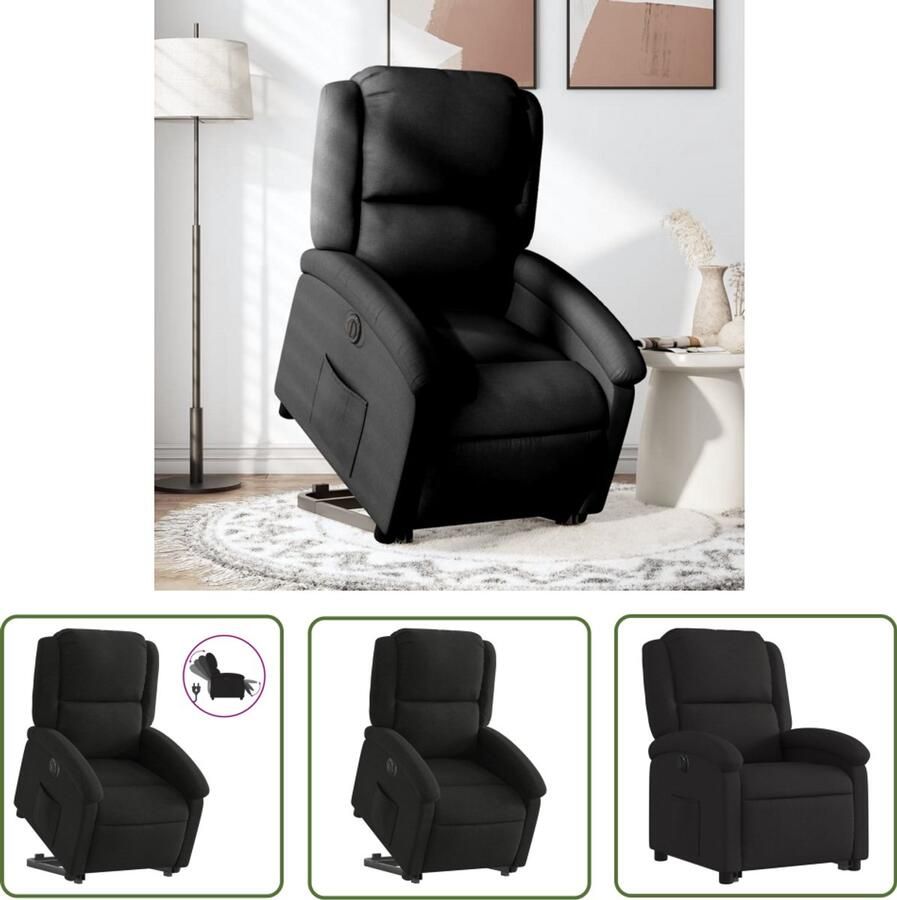 The Living Store Sta-op-stoel elektrisch verstelbaar stof zwart Elektrische Sta-op-stoel Sta-opstoel Ergonomische Stoel Comfortabele Stoel Fauteuils