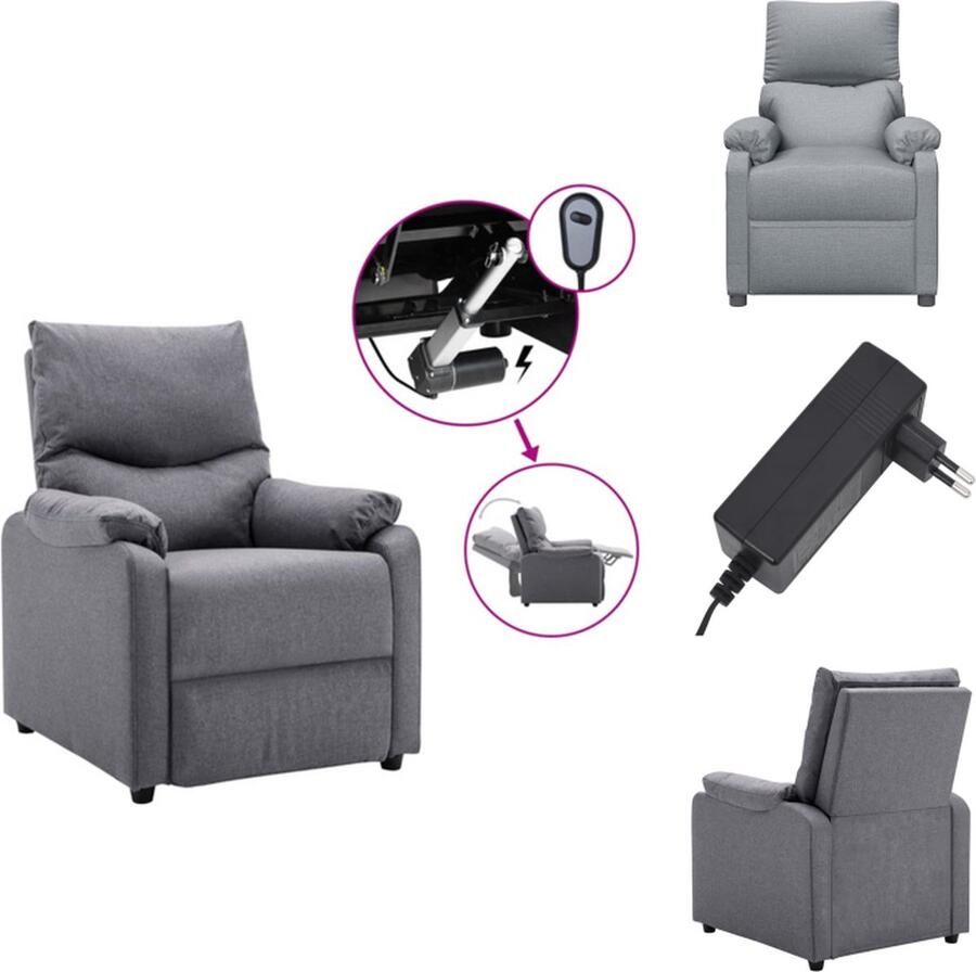 VidaXL Fauteuil Fauteuils Leunstoel Armstoel Fauteuil elektrisch verstelbaar stof lichtgrijs - Foto 2