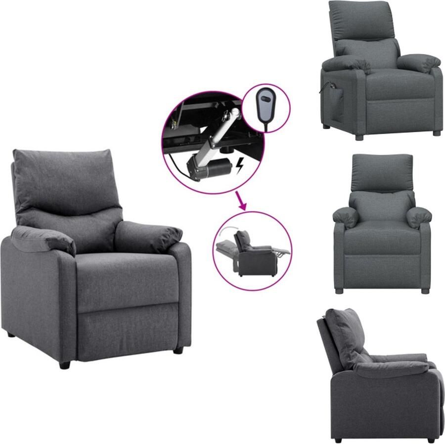 VidaXL Fauteuil Fauteuils Leunstoel Armstoel Fauteuil elektrisch verstelbaar stof donkergrijs - Foto 2