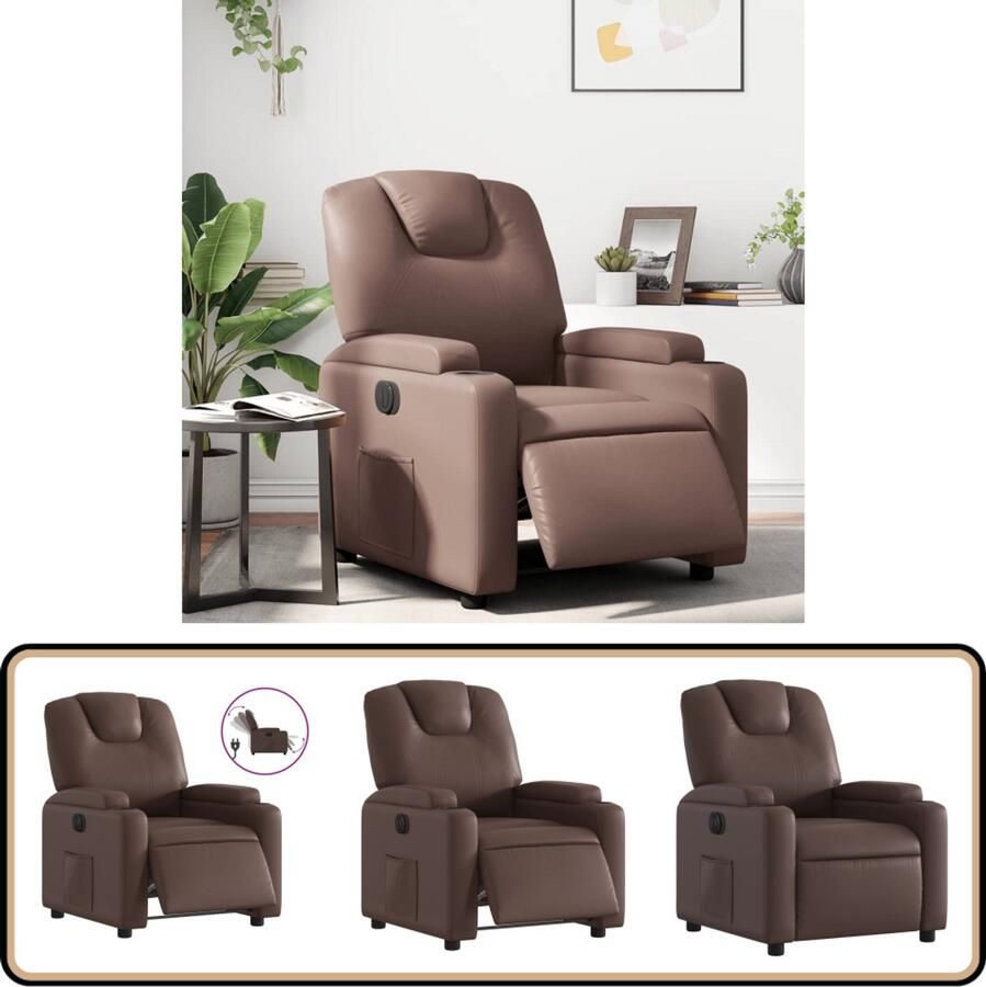 VidaXL Elektrische Verstelbare Fauteuil Bruin Elektrische Fauteuil Loungestoel Kunstleder Fauteuil Relaxfauteuil Ergonomische Stoel