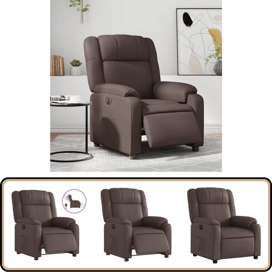 VidaXL Elektrische Verstelbare Fauteuil Bruin Kunstleer Elektrische Fauteuil Verstelbare Fauteuil Lederlook Fauteuil Loungefauteuil Relaxfauteuil