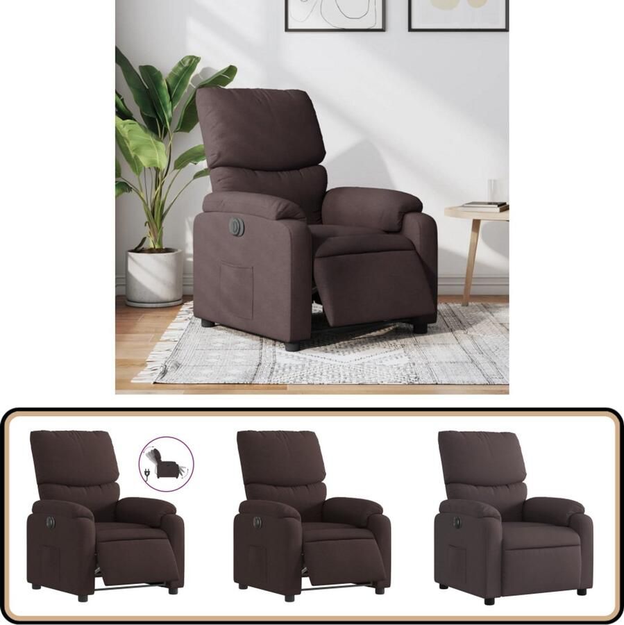 VidaXL Elektrische Verstelbare Fauteuil Donkerbruin Elektrisch Verstelbare Fauteuil Elektrisch Verstelbare Fauteuils Fauteuil Relaxfauteuil