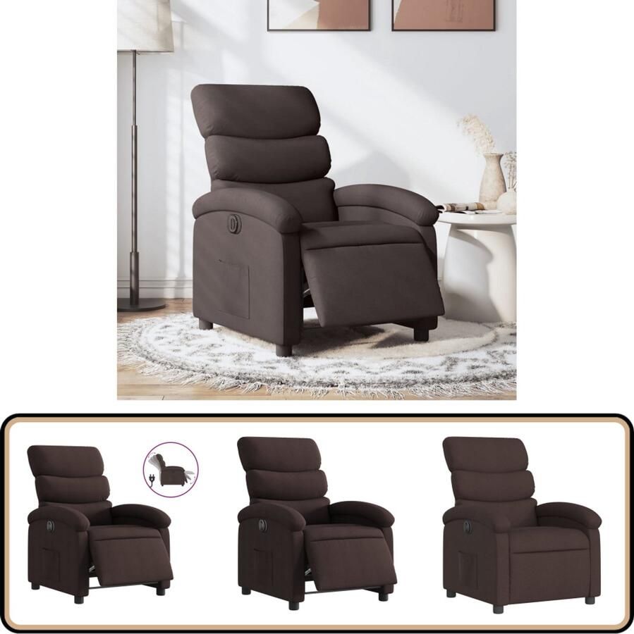 VidaXL Elektrische Verstelbare Fauteuil Donkerbruin Elektrisch Verstelbare Fauteuil Elektrisch Verstelbare Fauteuils Relaxfauteuil Draaifauteuil