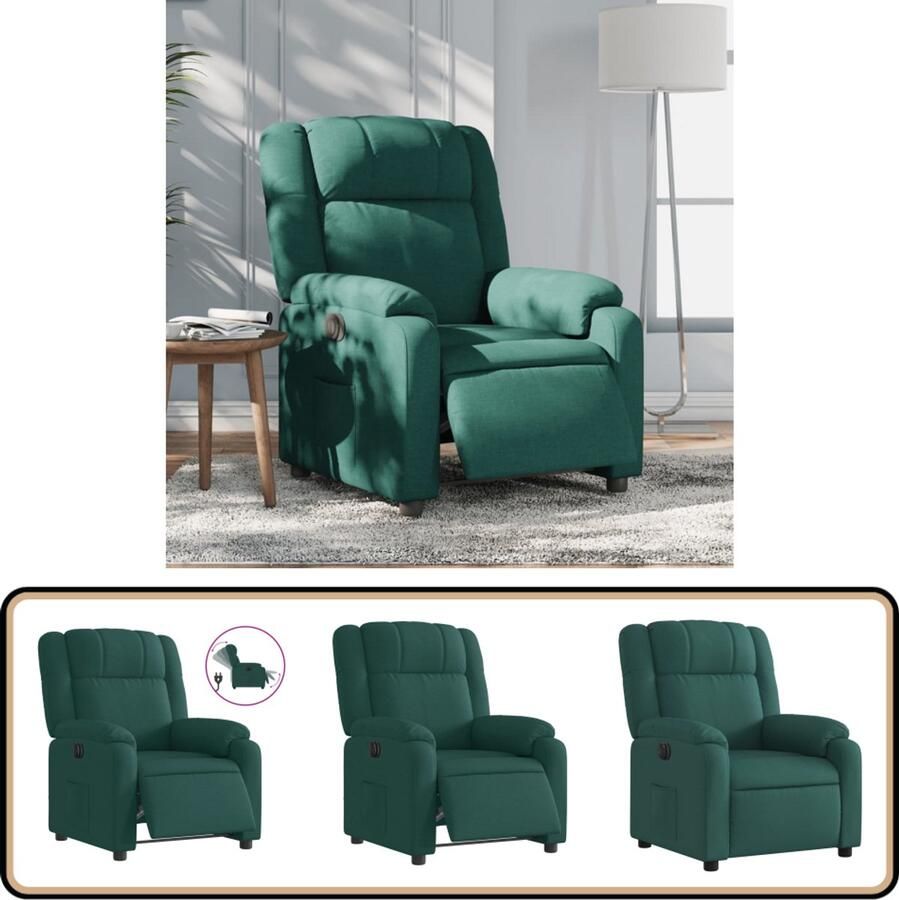 VidaXL Elektrische Verstelbare Fauteuil Donkergroen Elektrische Fauteuil Elektrische Verstelbare Fauteuil Loungestoel Relaxfauteuil Comfortabele Fauteuil