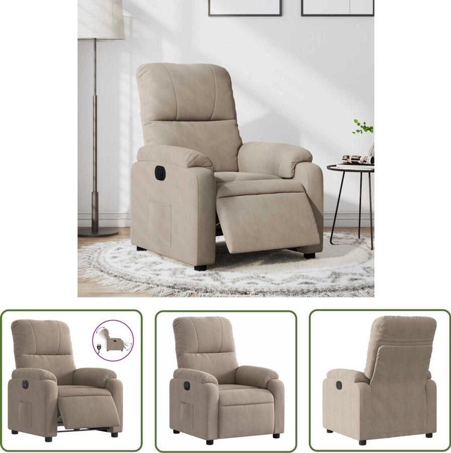 VidaXL Elektrische Verstelbare Fauteuil Elektrische Fauteuil verstelbaar elektrisch microvezelstof taupe Lounge Fauteuil Relaxfauteuil Microfiber Fauteuil