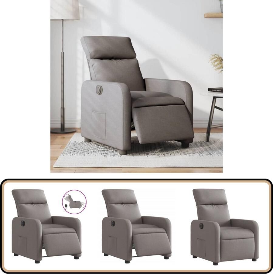 VidaXL Elektrische Verstelbare Fauteuil Taupe Elektrisch Verstelbare Fauteuil Elektrisch Verstelbare Fauteuils Relaxfauteuil Draaifauteuil