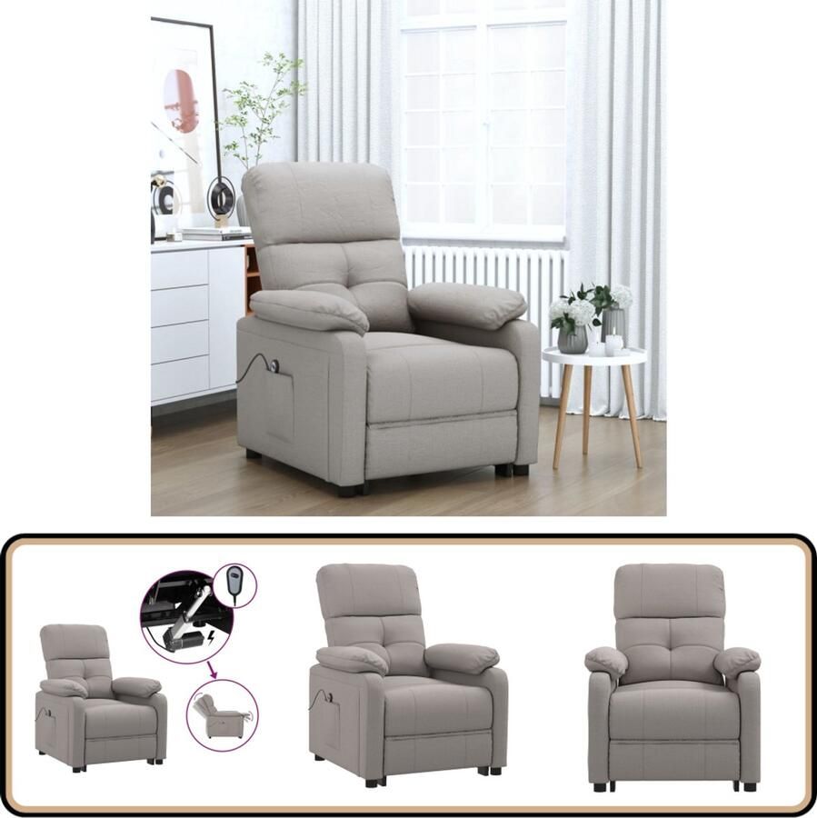 VidaXL Elektrische Verstelbare Fauteuil Taupe Elektrische Fauteuil Lounge Stoel Fauteuils Loungestoelen Ergonomische Stoel Relaxfauteuil Leesfauteuil Zithoek