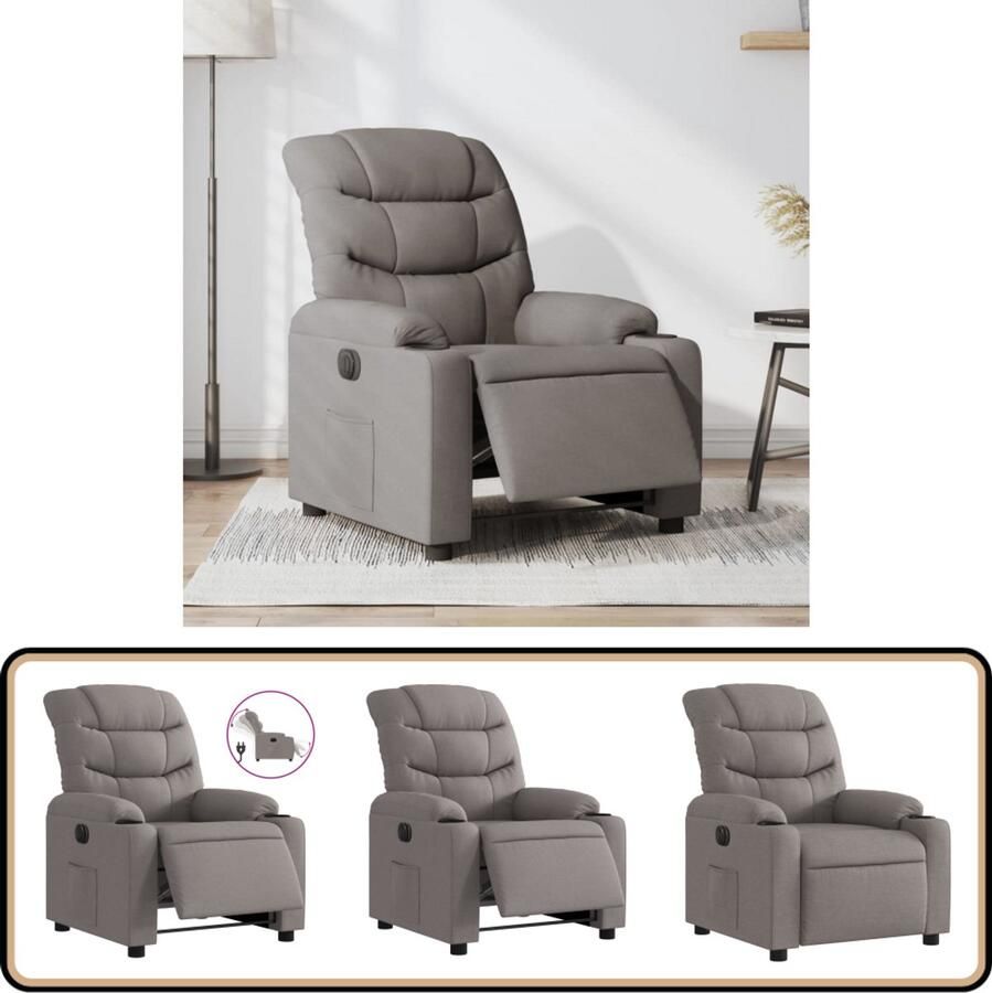 VidaXL Elektrische Verstelbare Fauteuil Taupe Elektrische Fauteuil Loungestoel Relaxfauteuil Fauteuils Lederlook