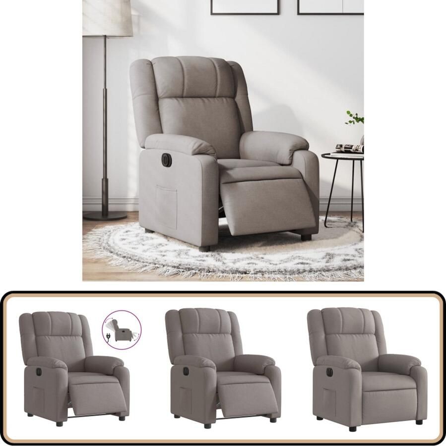 VidaXL Elektrische Verstelbare Fauteuil Taupe Elektrische Fauteuil Loungestoel Verstelbare Stoel Fauteuils Ergonomische Stoel