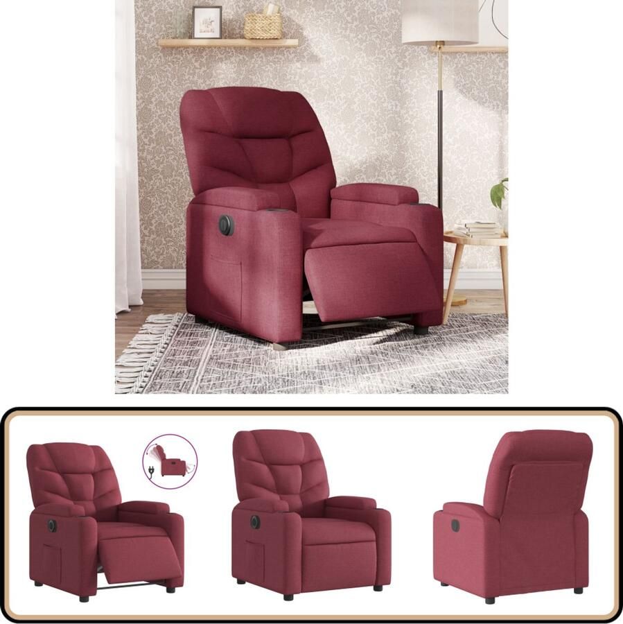 VidaXL Elektrische Verstelbare Fauteuil Wijnrood Elektrische Fauteuil Lounge Fauteuil Relaxfauteuil Fauteuils Rood Elektrische Verstelbare Fauteuil