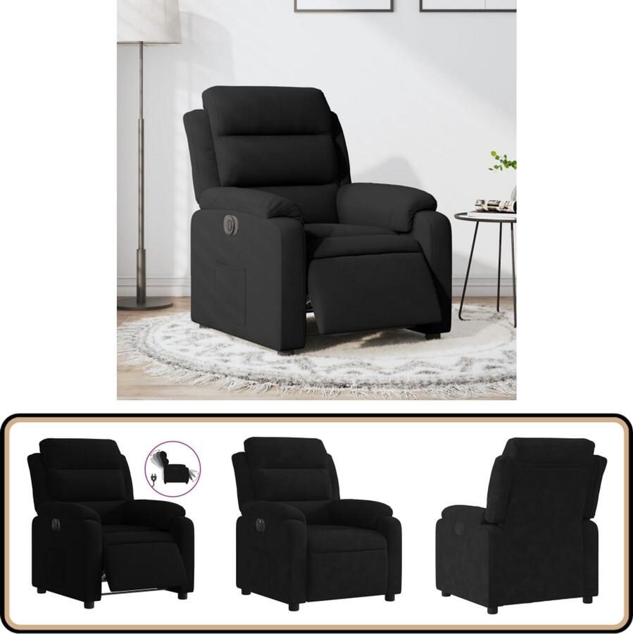 VidaXL Elektrische Verstelbare Fauteuil Zwart Elektrisch Verstelbare Fauteuil Elektrisch Verstelbare Fauteuils Fauteuil Relaxfauteuil