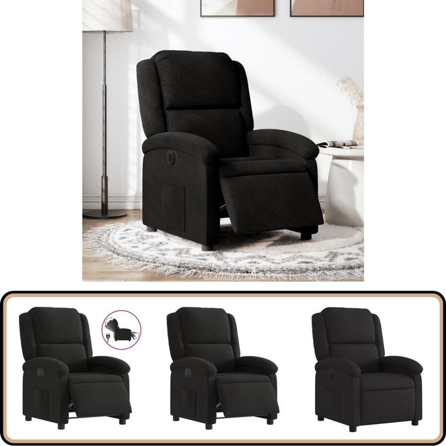 VidaXL Elektrische Verstelbare Fauteuil Zwart Elektrische Fauteuil Loungestoel Relaxfauteuil Verstelbare Stoel Zwarte Fauteuil