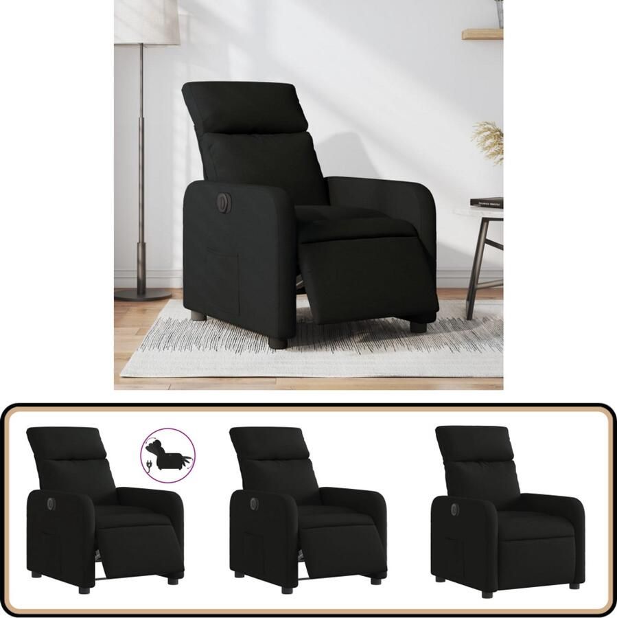VidaXL Elektrische Verstelbare Fauteuil Zwart Elektrische Fauteuil Loungestoel Relaxfauteuil Fauteuils Ergonomische Stoel