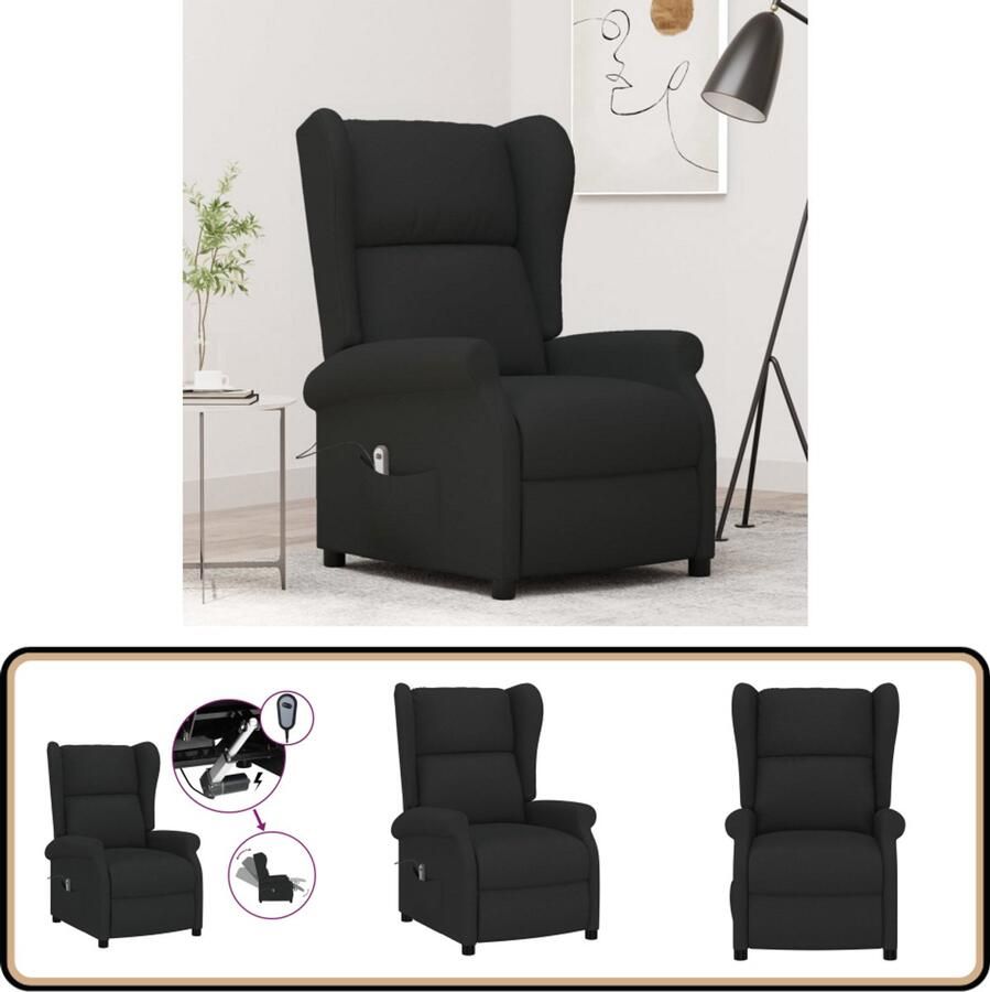 VidaXL Elektrische Verstelbare Fauteuil Zwart Elektrische Fauteuil Verstelbare Fauteuil Loungestoel Relaxfauteuil Fauteuill Zwarte Fauteuil Lederlook Fauteuil