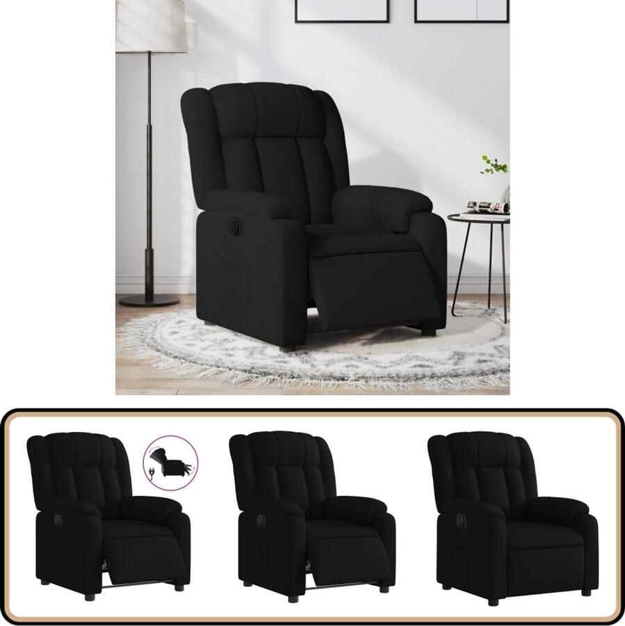 VidaXL Elektrische Verstelbare Fauteuil Zwart Elektrische Fauteuil Verstelbare Fauteuil Lounge Fauteuil Relaxfauteuil Fauteuils