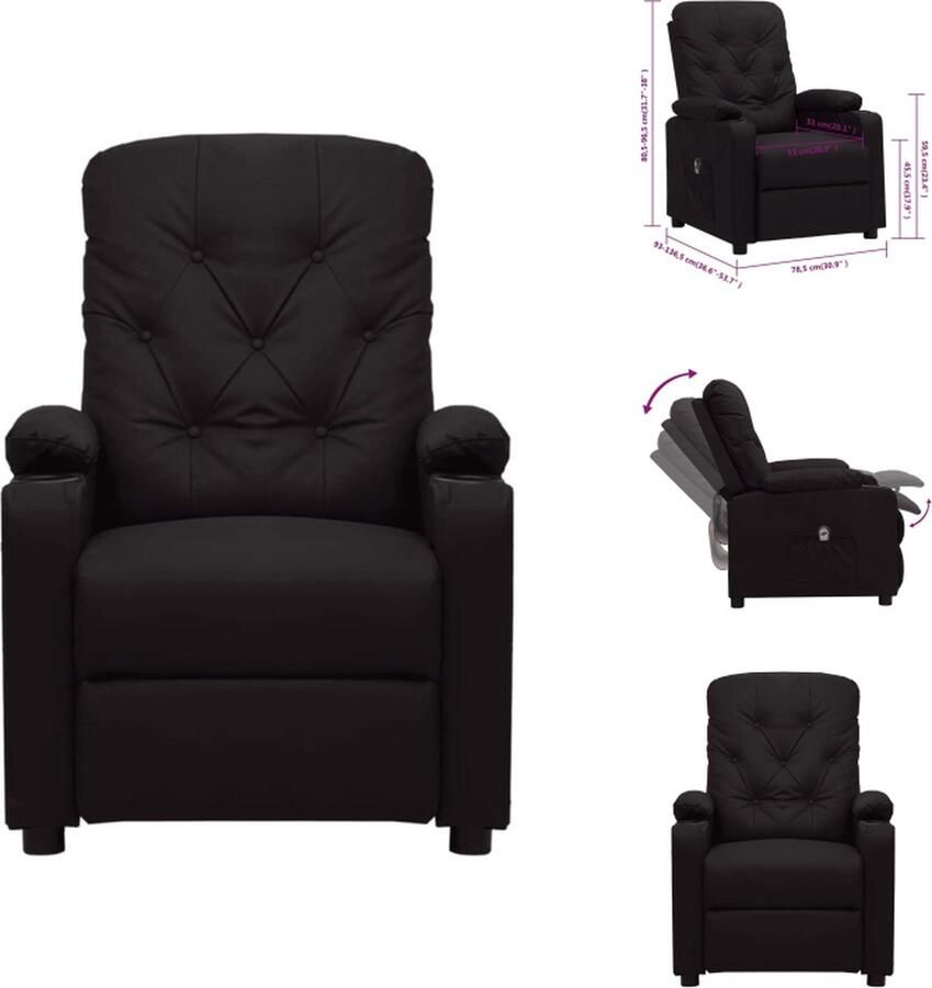 VidaXL Elektrische Verstelbare Stoel Kunstleer Zwart 78.5 x 93 x 96.5 cm Fauteuil