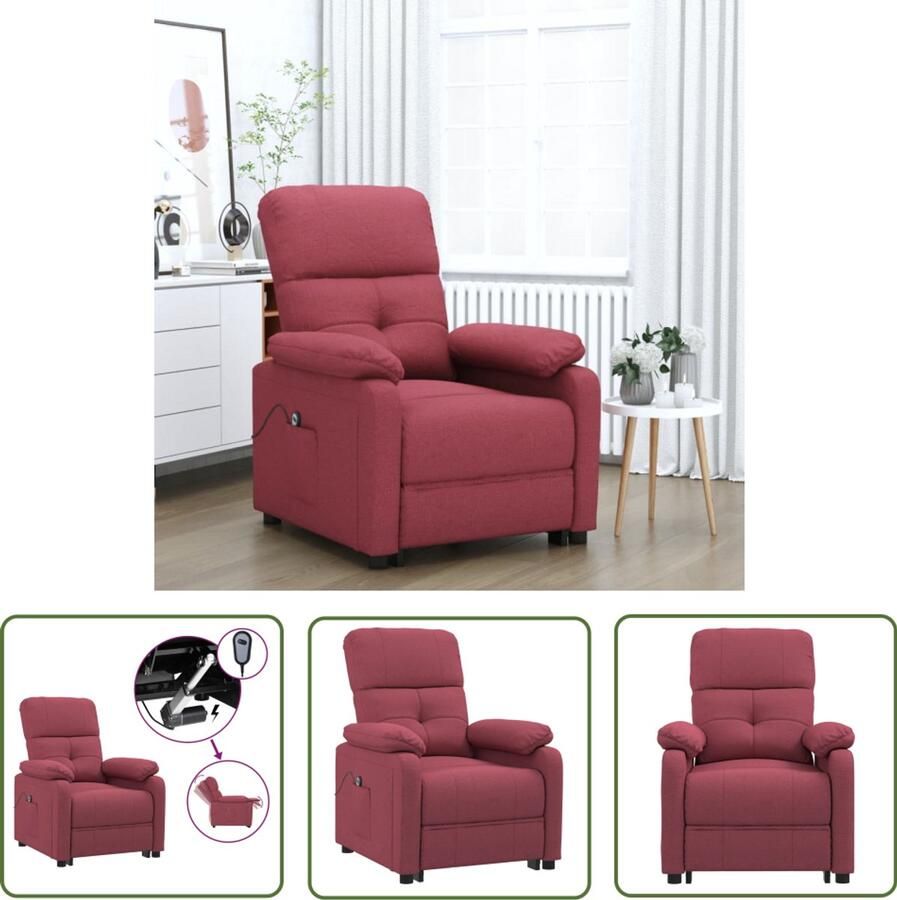 VidaXL Fauteuil verstelbaar elektrisch stof wijnrood Elektrische Fauteuil Elektrische Verstelling Lounge Fauteuil Relaxfauteuil Fauteuilll Rood