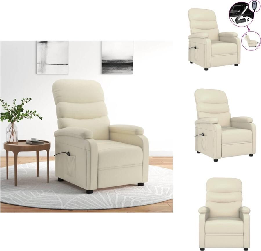VidaXL Elektrische Zetel Kunstleer 72x98x98 cm Crème Fauteuil